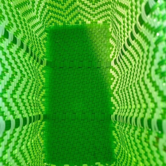 Women's Green White Handwoven Recycled Plastic Mexican Bag Handcrafted Square - Picture 13 of 13